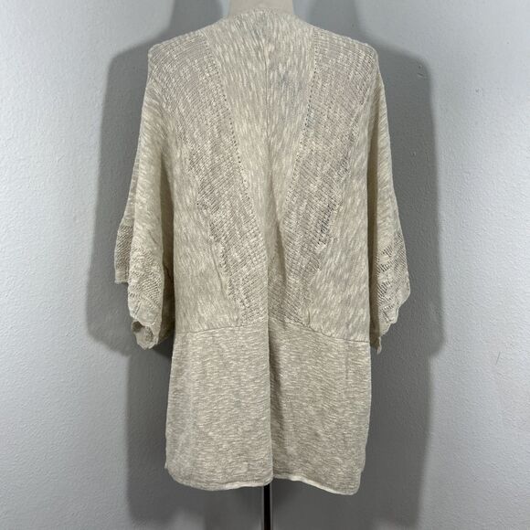 Catherines Cardigan Womens 2X Beige Open Langenlook Minimalist Sweater - Picture 3 of 8